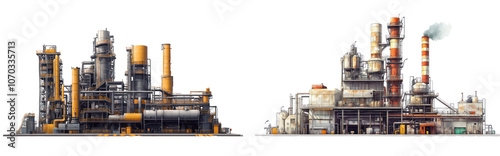 Industrial Factory Emitting Smoke - Environmental Impact and Energy Production Concept