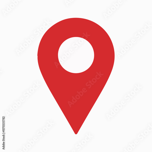 Red location pin icon on a white background