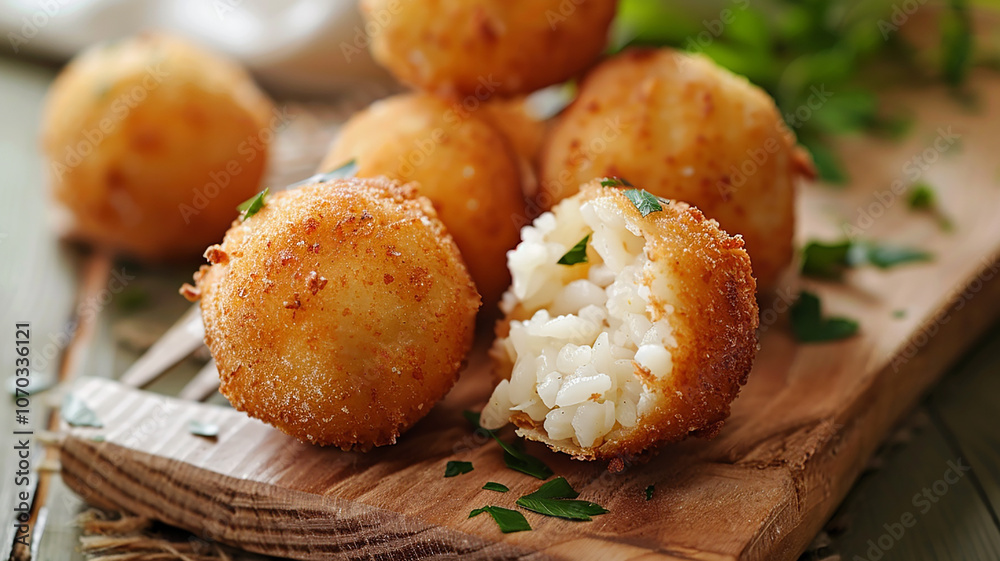 Close up of crispy cheese ball on table generated.AI Close up of crispy cheese ball on table generated.AI