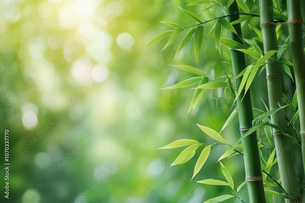Bamboo stalks and lush green leaves in a tranquil garden setting during daylight hours Bamboo stalks and lush green leaves in a tranquil garden setting during daylight hours