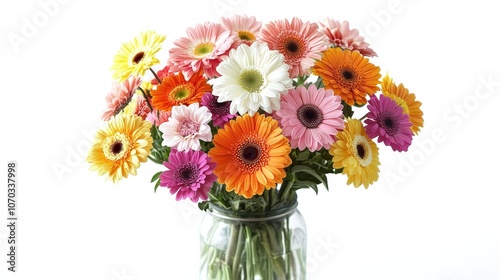 Wallpaper Mural A delicate vase filled with freshly cut flowers is showcased against a smooth white background Torontodigital.ca