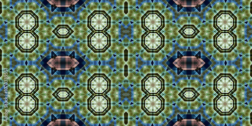 Seamless kaleidoscope pattern. The texture of the woven pattern. Endless pattern