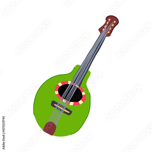 bluegrass mandolin cartoon. folk acoustic, melody chords, tuning pick bluegrass mandolin sign. isolated symbol vector illustration