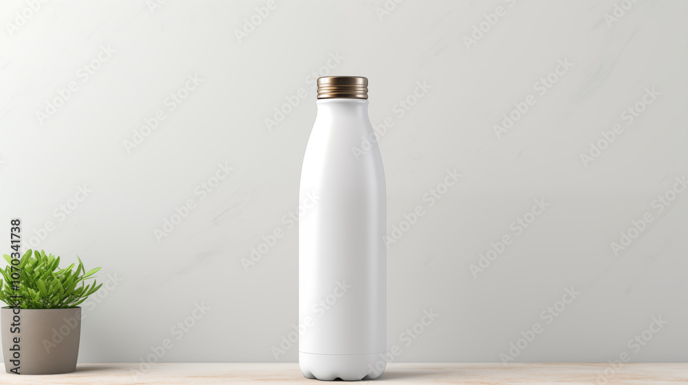 Elegant Glass Water Bottle Eco Friendly Isolated on White Background Elegant Glass Water Bottle Eco Friendly Isolated on White Background