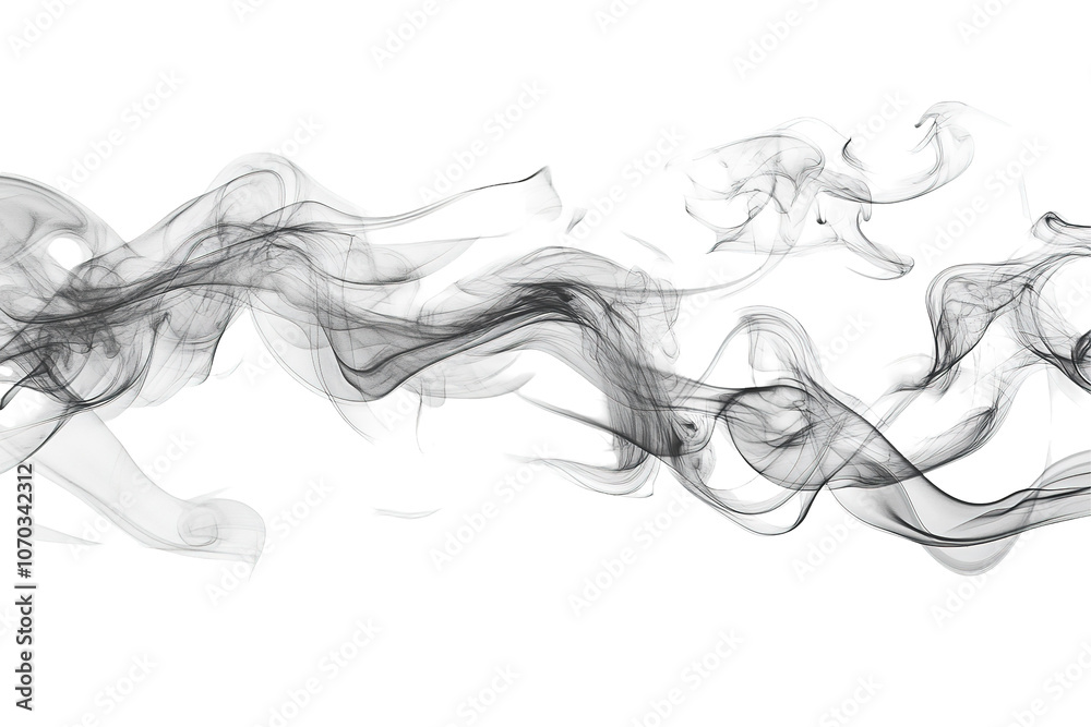 Fototapeta premium The smoke is thick and dark, creating a sense of mystery and intrigue. on transparent background.