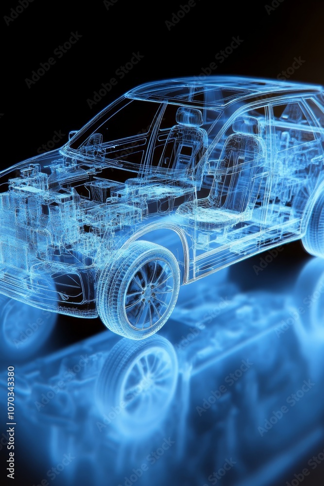 Naklejka premium Blueprint Of A Modern SUV A Glimpse Into Automotive Engineering And Design Innovation.