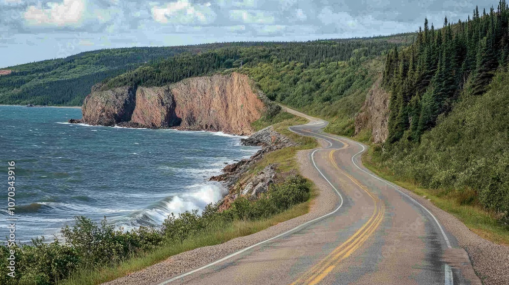 Scenic Coastal Road by the Ocean and Cliffs