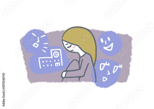 不登校　女の子　イラスト