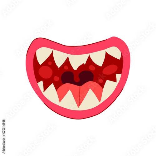 growl monster mouth cartoon. bite jaws, snarl beast, creature devour growl monster mouth sign. isolated symbol vector illustration