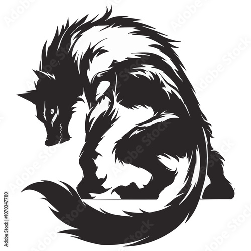 The Majestic Wolf Silhouette Generative AI