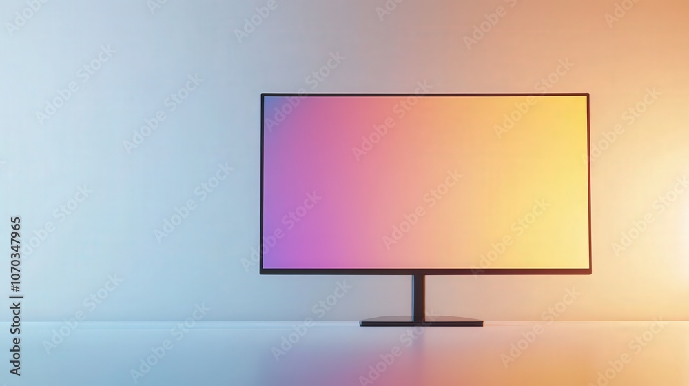 A sleek monitor is positioned on a bright white background, showcasing its ultra-thin design and vibrant display. A sleek monitor is positioned on a bright white background, showcasing its ultra-thin design and vibrant display.