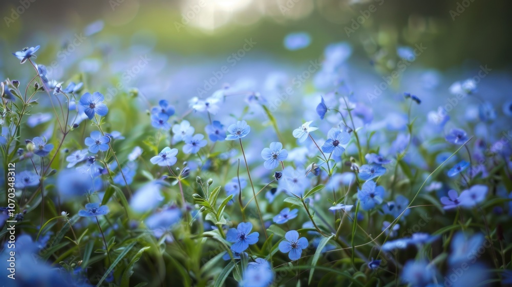 A beautiful expanse of small blue flowers. A beautiful expanse of small blue flowers.
