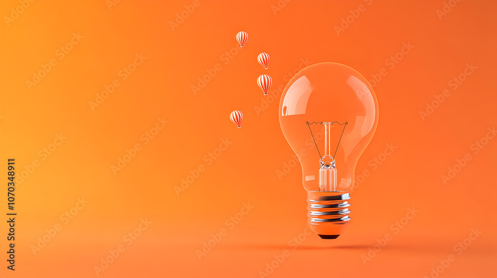 A minimalist light bulb with tiny hot air balloons floating inside.
A minimalist light bulb with tiny hot air balloons floating inside.