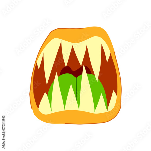 jaws monster mouth cartoon. snarl beast, creature devour, gnash chomp jaws monster mouth sign. isolated symbol vector illustration