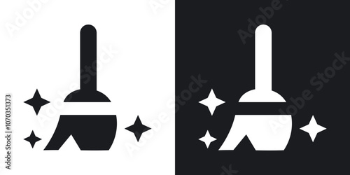 Sweeping icon in solid black and white color