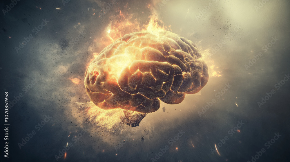 Abstract Illustration of a Brain Exploding with Light and Creative Shapes Abstract Illustration of a Brain Exploding with Light and Creative Shapes