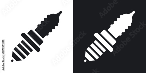 Spark plug icon in solid black and white color