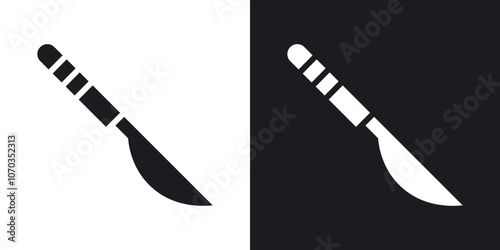 Scalpel icon in solid black and white color