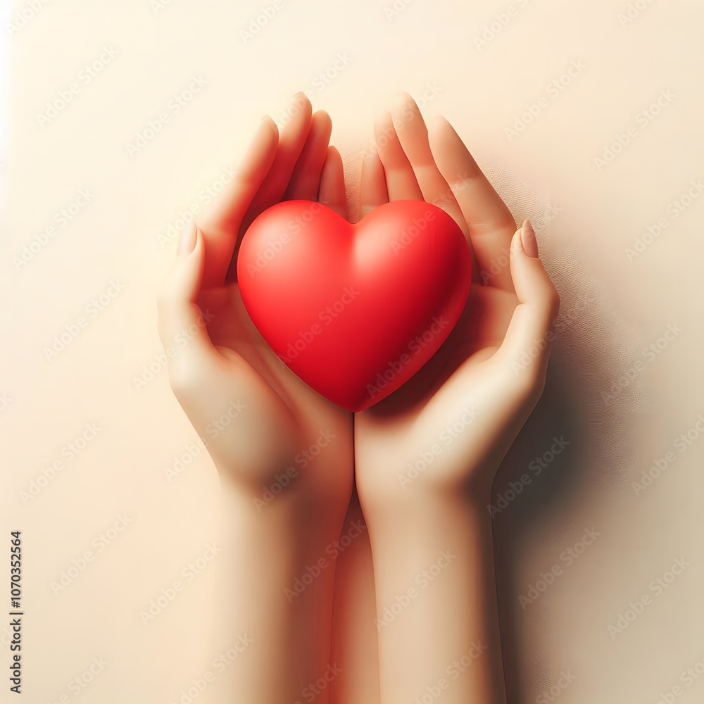 Hands Holding a Heart Symbol of Love and Care isolated in white background Hands Holding a Heart Symbol of Love and Care isolated in white background