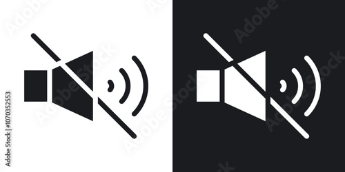 Mute sound icon in solid black and white color