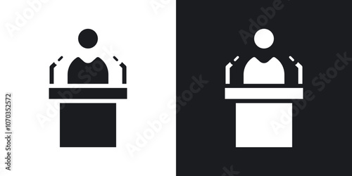 Politician speaker icon in solid black and white color