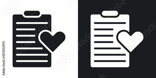 Wish list icon in solid black and white color