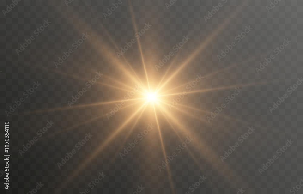 Vector sun light with glare. Golden flash png. Sun rays png. Glare from the sun, dawn, light effect. Vector sun light with glare. Golden flash png. Sun rays png. Glare from the sun, dawn, light effect.