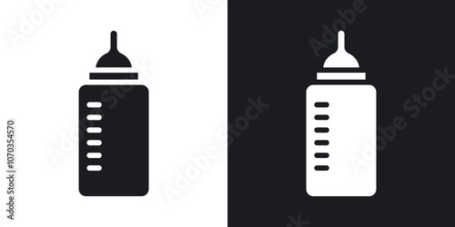 Baby milk bottle icon in solid black and white color