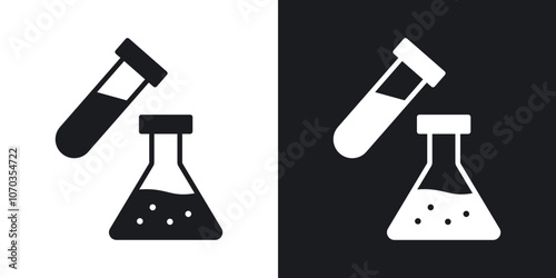 Chemical test icon in solid black and white color