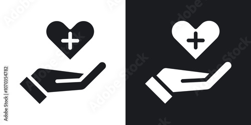 Health insurance icon in solid black and white color