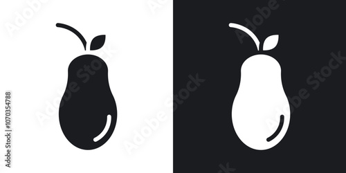 Pear icon in solid black and white color