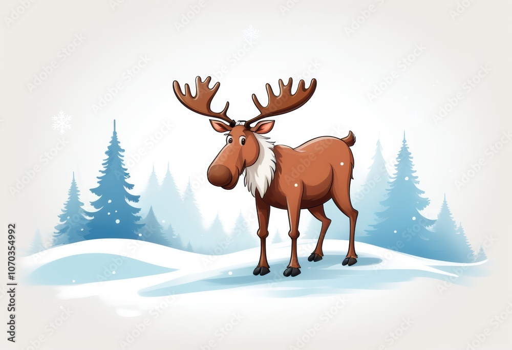 Ein freundliches Rentier steht im verschneiten Winterwald, umgeben von Tannen und sanft fallendem Schnee – mit viel Textfreiraum für persönliche Weihnachtsgrüße. Generative KI. Ein freundliches Rentier steht im verschneiten Winterwald, umgeben von Tannen und sanft fallendem Schnee – mit viel Textfreiraum für persönliche Weihnachtsgrüße. Generative KI.