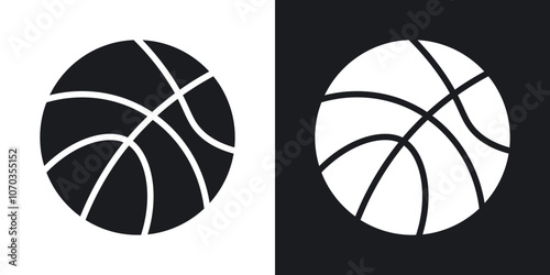 Basketball icon in solid black and white color