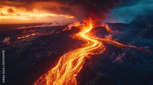 Volcanic Eruption at Sunset