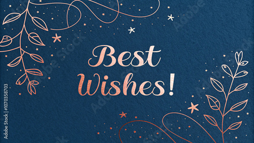 Best Wishes in Rose Gold Calligraphy on Dark Blue Background