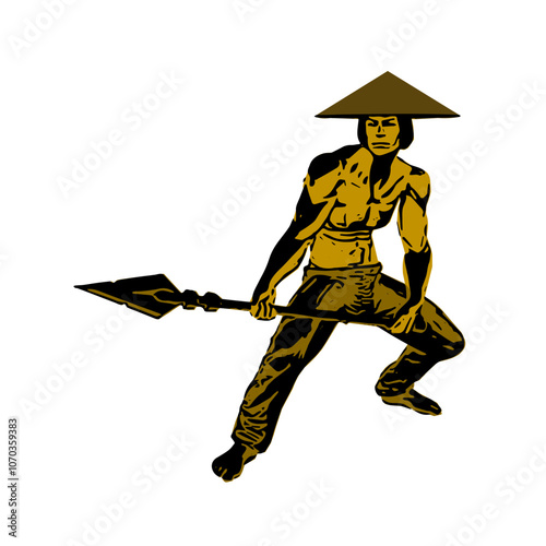 Hunter with spear vector logo