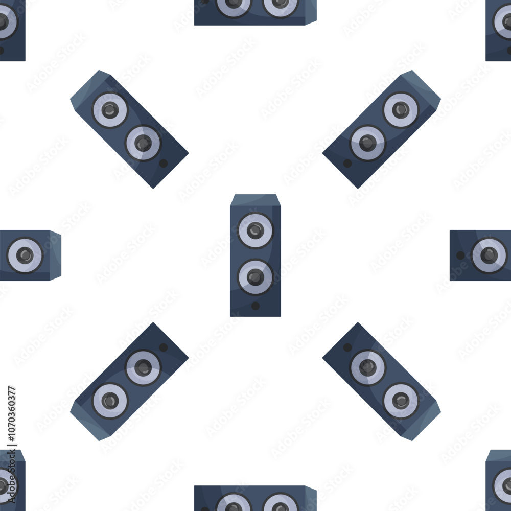 Seamless pattern with dark blue speakers, creating a dynamic and rhythmic backdrop for music and audio concepts