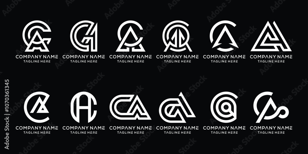 Collection of monogram initial letter CA logo design inspiration Collection of monogram initial letter CA logo design inspiration