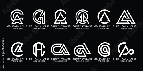 Collection of monogram initial letter CA logo design inspiration