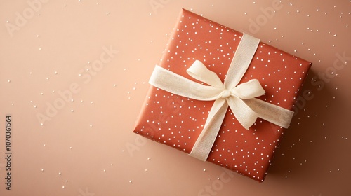 Muted red present with a faint white pattern on a cream background, classic minimalism photo