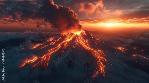 Volcanic Eruption at Sunset