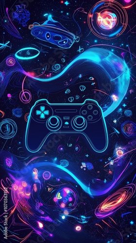 cool wallpaper for phone, gaming, game controller wallpaper for gamers, neon light wallaper photo