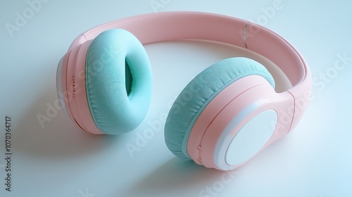 Pink and Blue Headphones photo