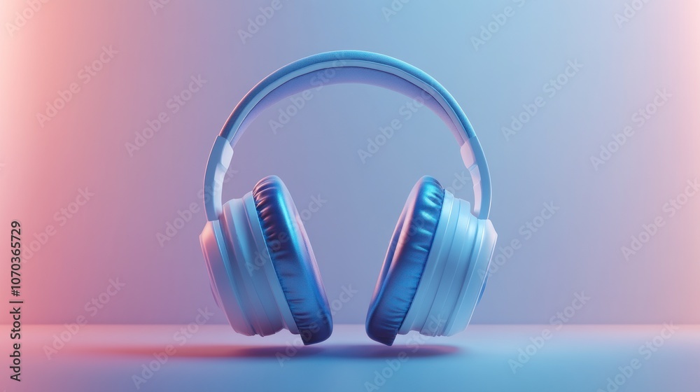White Headphones with Neon Lighting