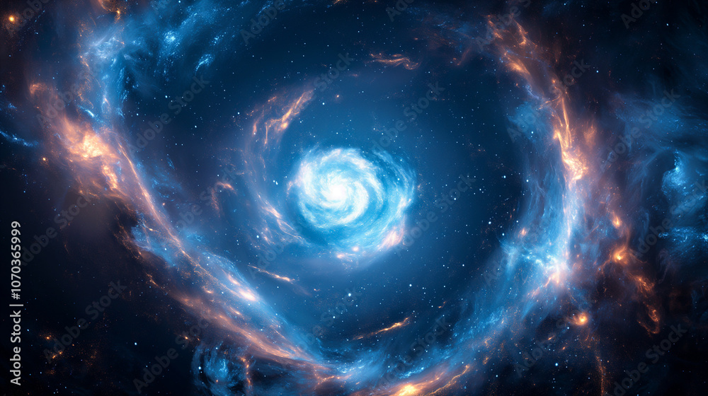 Abstract Background of a Beautiful Glowing Blue Supernova Galaxy in Deep Space. Generative AI Abstract Background of a Beautiful Glowing Blue Supernova Galaxy in Deep Space. Generative AI