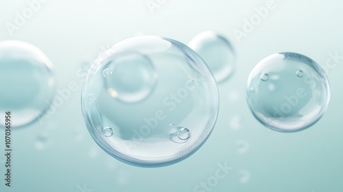 A series of clear spheres floating in the air