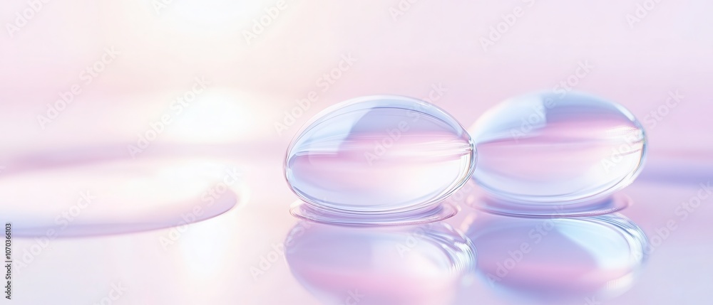 Two clear spheres of water reflecting the light Two clear spheres of water reflecting the light