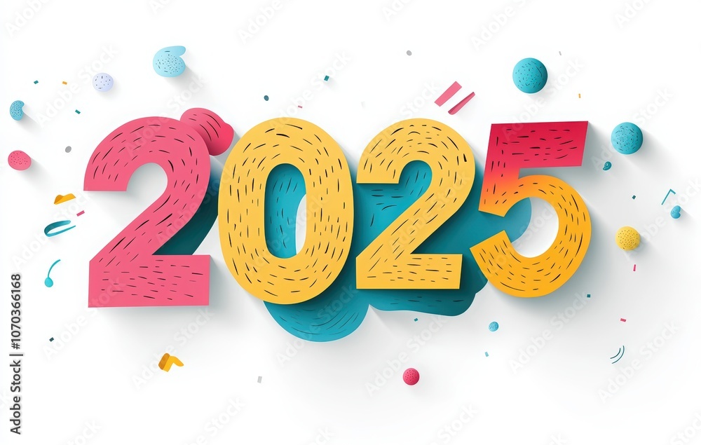 paper-cut text 2025 Happy New Year on a white background. Happy holiday celebration day card paper-cut text 2025 Happy New Year on a white background. Happy holiday celebration day card