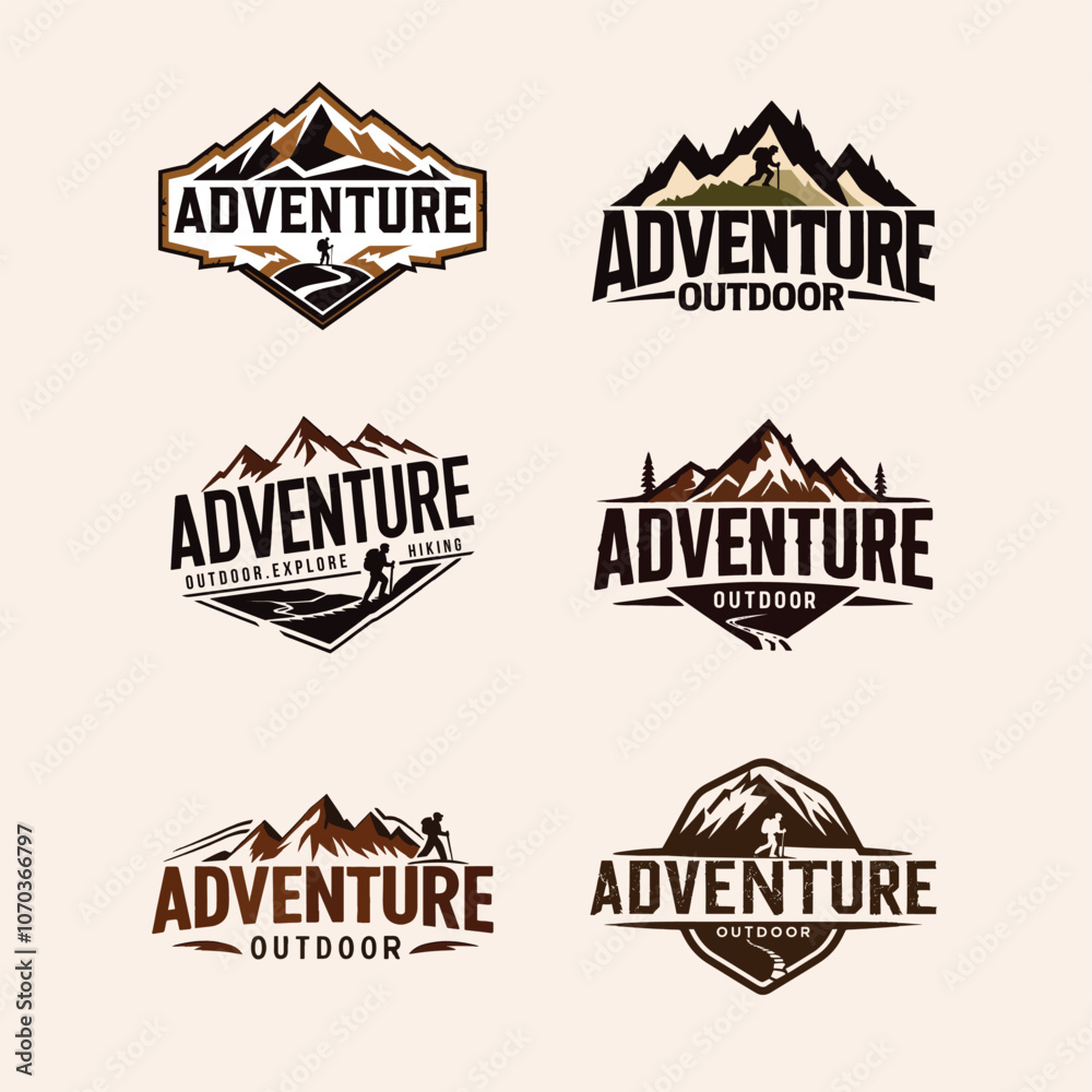 A set of vector illustrations for an adventure Outdoor logo A set of vector illustrations for an adventure Outdoor logo