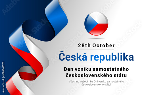 Happy Czech Republic National Day Vector Illustration on September 28th with a Waving Flag